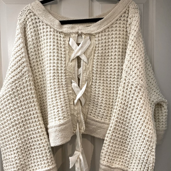 Free People Distressed Oversized Crop Sweater